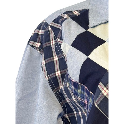 Camisa Free People Para Mujer PEQUEÑA Patchwork A Cuadros Abotonada Manga Larga Azul - Imagen 6 de 12