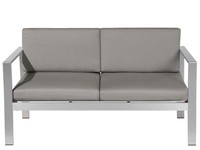 Klassisches Gartensofa FüR 2 Personen Kunstholz/Polyester Dunkelgrau Salerno