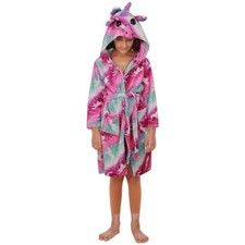 Kids Girls Unicorn Hooded Bathrobe Pink Xmas Cosplay Costume Loungewear Suits