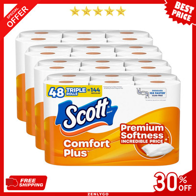 Scott ComfortPlus Toilet Paper, 48 Triple Rolls,231 Sheets per Roll, Septic Safe