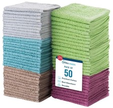 Simpli-Magic Cotton Wash Cloths 12"x12" 50 Pack   Highly Absorbent Soft