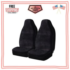 Auto Drive 2pc High Back Faux Leather Car Seat Covers Universal Fit Black