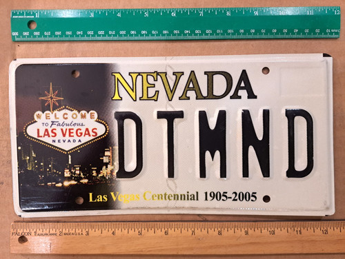 License Plate, Nevada. 2005 Las Vegas Centennial, Vanity: DT MND, Dirty Mind