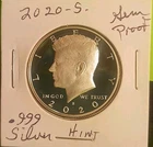 2020 S SILVER PROOF Gem Deep Cameo Kennedy Half Dollar  .999 Fine 99.9% SILVER T