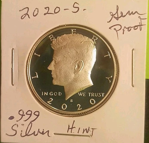 2020 S SILVER PROOF Gem Deep Cameo Kennedy Half Dollar  .999 Fine 99.9% SILVER T