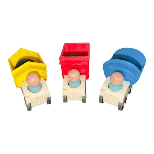 Fisher Price Vintage Little People Dump Truckers Trucks and drivers *READ