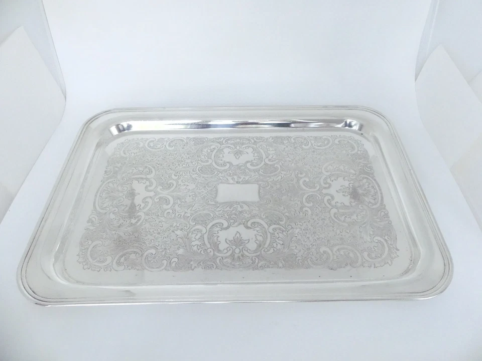 ♛ Rechteckiges englisches Tablett "Manor House" - 48 x 33 cm - versilbert ♛ - Bild 3 von 4