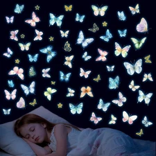 Glow in The Dark Butterfly Wall Decals, 121 Pcs Luminous Butterflies Stickers