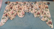 FLORAL BLUE PINK GREEN Scalloped valance pink blue green gold Country Curtains?