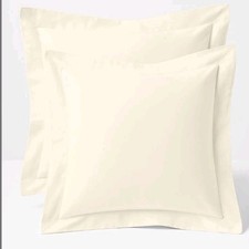 2 Cream Pillow Euro Shams 2" Flange 26x26 600 Thread Count New