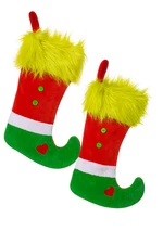 (2) Pack Bundle Christmas Stocking Curled Toe Heart Patch Holiday Décor Home