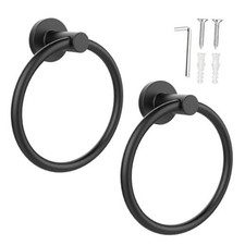 Towel Holder for Bathroom Wall Towel Ring, 2 Pack 2 packs Matte Black