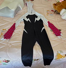 Hooded Spider-Man Themed Bodysuit Costume Jumpsuit, Black White Red