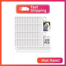 LaiHiulaan 120 Pcs Sublimation Keychain Blanks Rectangle Bulk Products Double Si