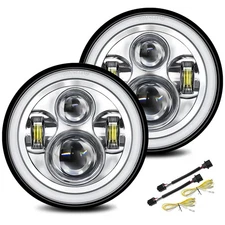 UNI-SHINE 2pcs 7 inch Led Headlight Round DOT Approved H6024 Led Headlight DR...