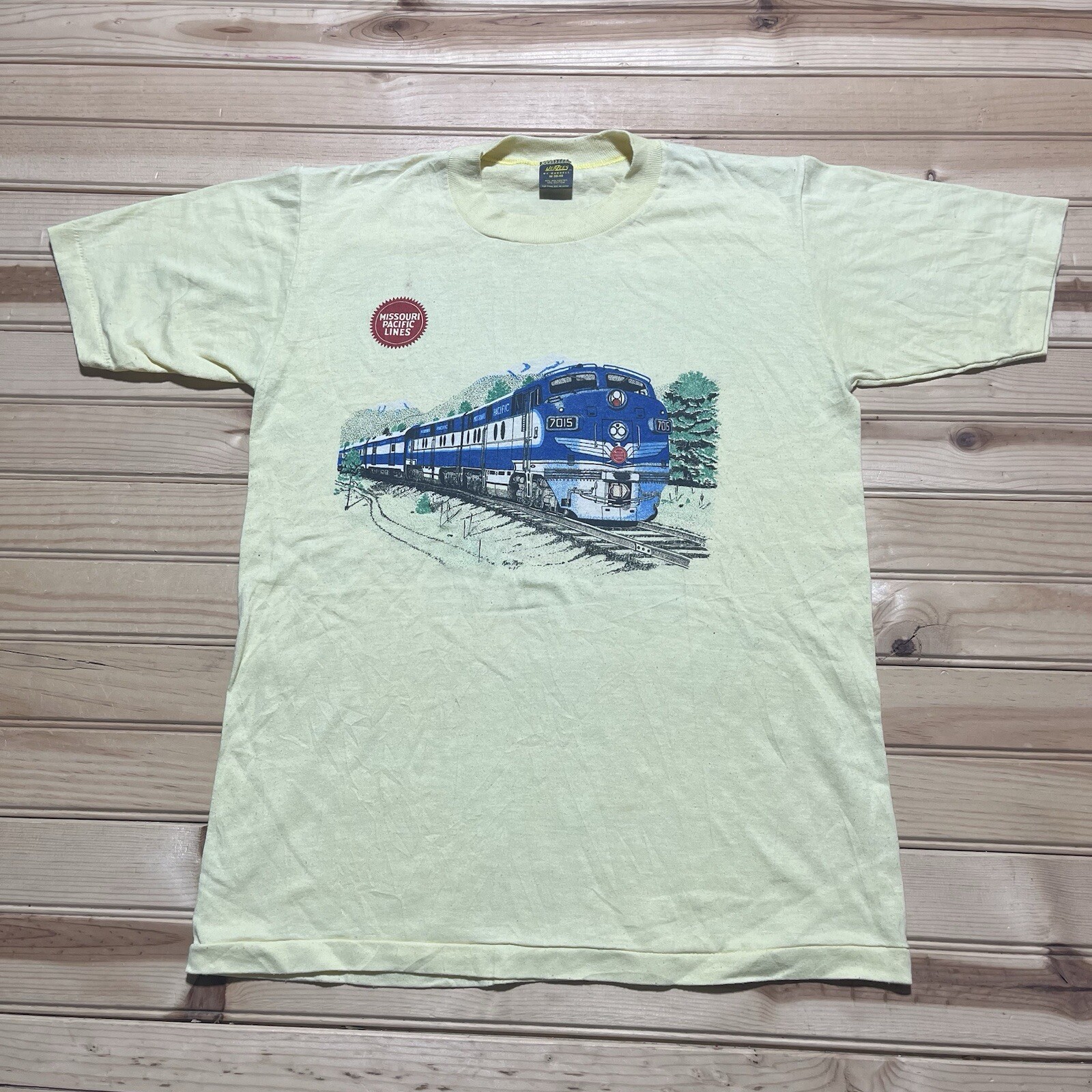 Vintage 80s Missouri Pacific Lines Railroad Train 7015 Shirt Size Medium