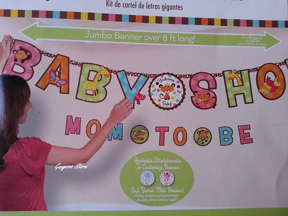 Mom to Be It's a Boy or Girl Jumbo Letra Banner Baby Shower Safari Selva Decoración Foto 2 de 3