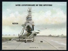 Nevis 1986 - Spitfire 50th Anniversary - IMPERFORATE Sheetlet - MNH