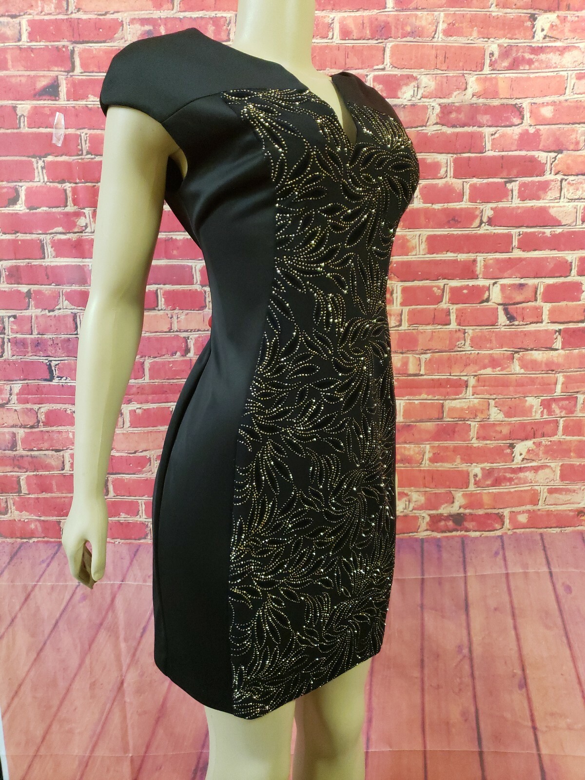 Connected Split V Neck Cap Sleeve Rhinestones Des… - image 4