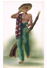 GENUINE VINTAGE 1940 PRINT TELO MEXICAN SPANISH WINE DRINKER PINUP 10X16" G93