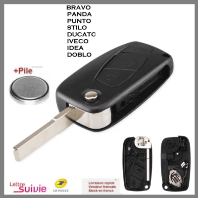 COQUE CLE CLEF PLIP 3 BOUTONS FIAT STILO DUCATO DOBLO PANDA ULYSSE PUNTO BRAVO