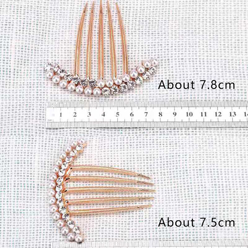 5-Piece Pearl Crystal Hairpin Comb Set for Wedding Bridal Hair Accessories Side Combs with Teeth Design
