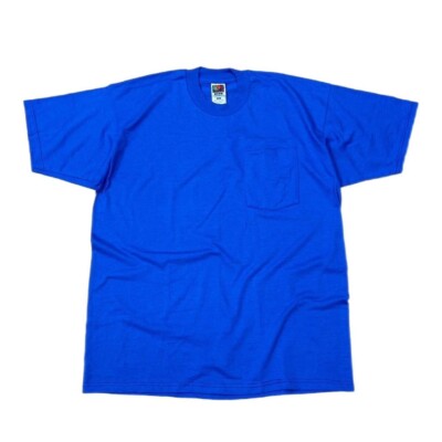 Vintage 90s Fruit Of The Loom Best Blank Blue Pocket Tee XL