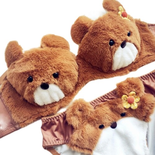 2Pcs Cartoon Intimates Funny Bear Plush Lingerie Anime Bra and Panty Underwear - Picture 17 of 17