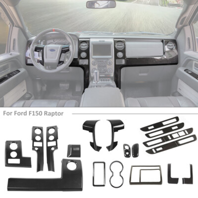 18pcs Full Set Interior Decoration Cover Trim For Ford F150 2009-14 Carbon Fiber