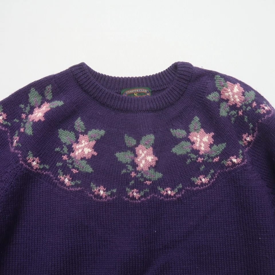 Винтажный женский шерстяной свитер Charter Club средний цветочный узор коттеджкор - Изображение 2 из 4