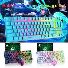 Wired Backlit Keyboard And Mouse Combo - Large Print LED Keyboard With Adjustable Brightness