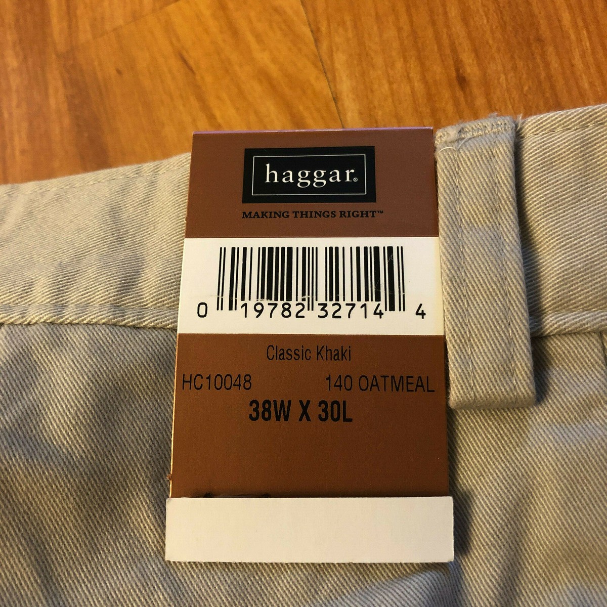 NWT Haggar Classic Khaki 100% Cotton Pants Pleat Classic Fit 38x30