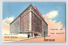 Postcard Louisiana New Orleans LA Roosevelt Hotel Blue Room 1940s Unposted Linen
