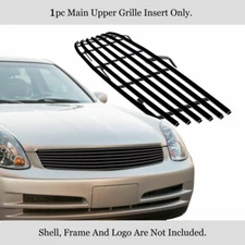 Fits 2003-2004 Infiniti G35 Sedan Stainless Steel Black Billet Grille Insert