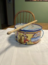 Vintage Bontempi Walt Disney Co. Metal Marching Drum Made in Italy One Stick