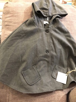 New Girl Toddler 7T Hooded Poncho Charcoal Grey Gray