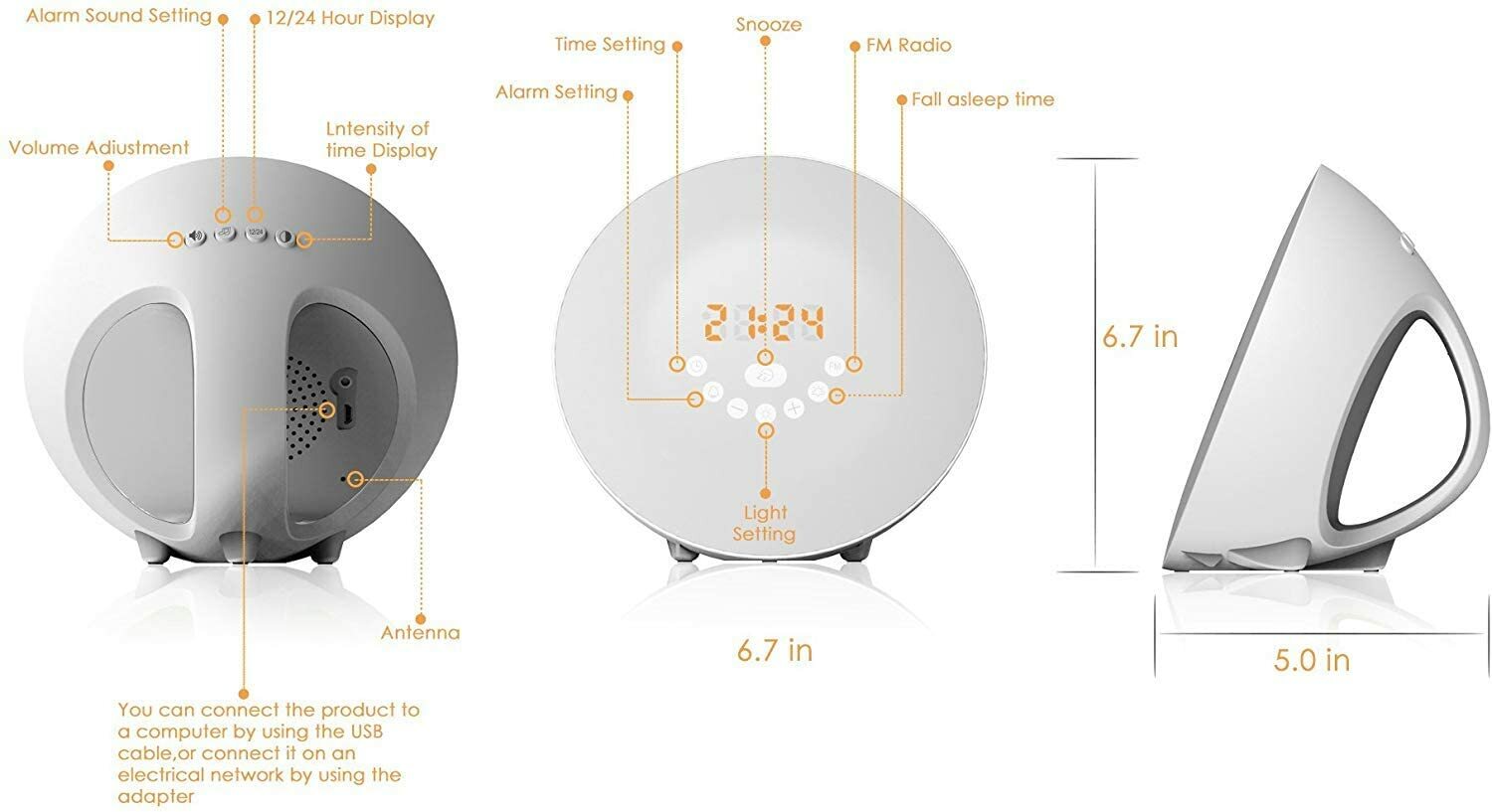 Fitmaker Sunrise Alarm Clock, Smart Sleep, Wake Up Light, Therapy HF3500/60