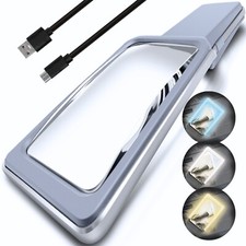 6X Rechargeable Magnifying Glass 3 Color Light Modes for Reading  Low Vision