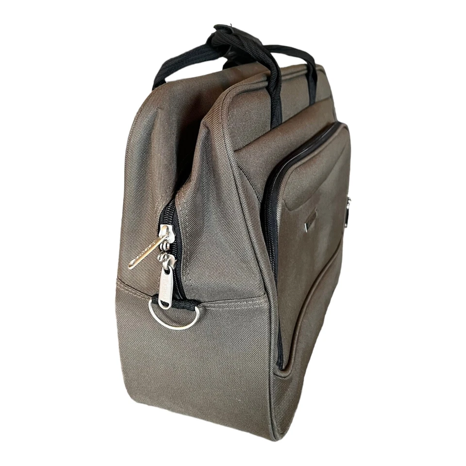 Maletín con ruedas de ocio bolsa de viaje estuche para computadora portátil ruedas de lona verde Foto 2 de 4