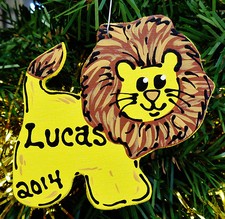 LION Christmas Ornament U CHOOSE NAME  YEAR Personalize Jungle Safari Zoo Kids