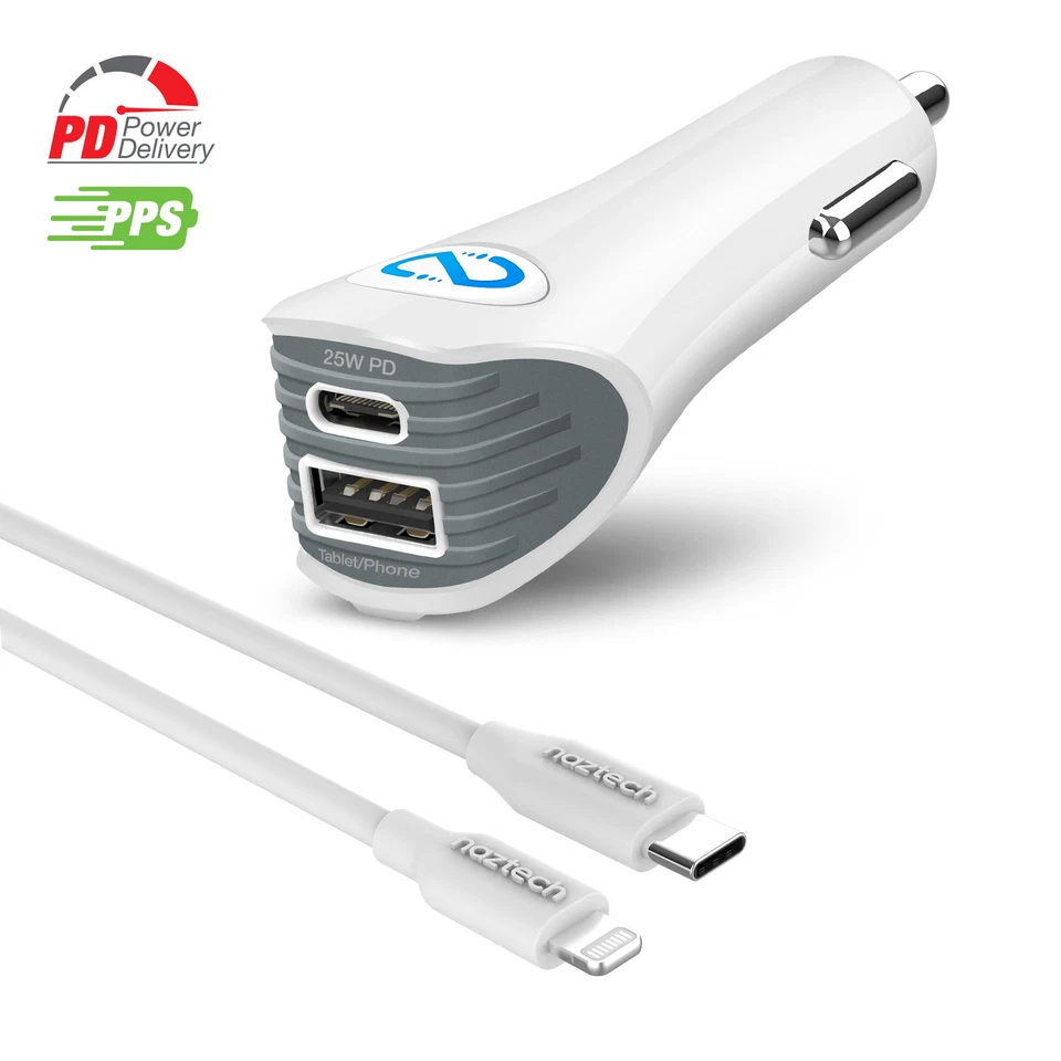 Naztech N420 PD25W+2.4A Car Charger + C to MFI 4ft Cable Universal Compatibility - Image 2 of 4