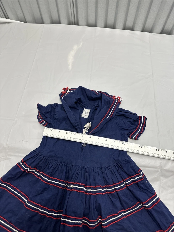 Vestido De Colección Para Mujer Azul Marino y Blanco Talla S Años 40 Años 50 Princesa Pat Foto 4 de 4