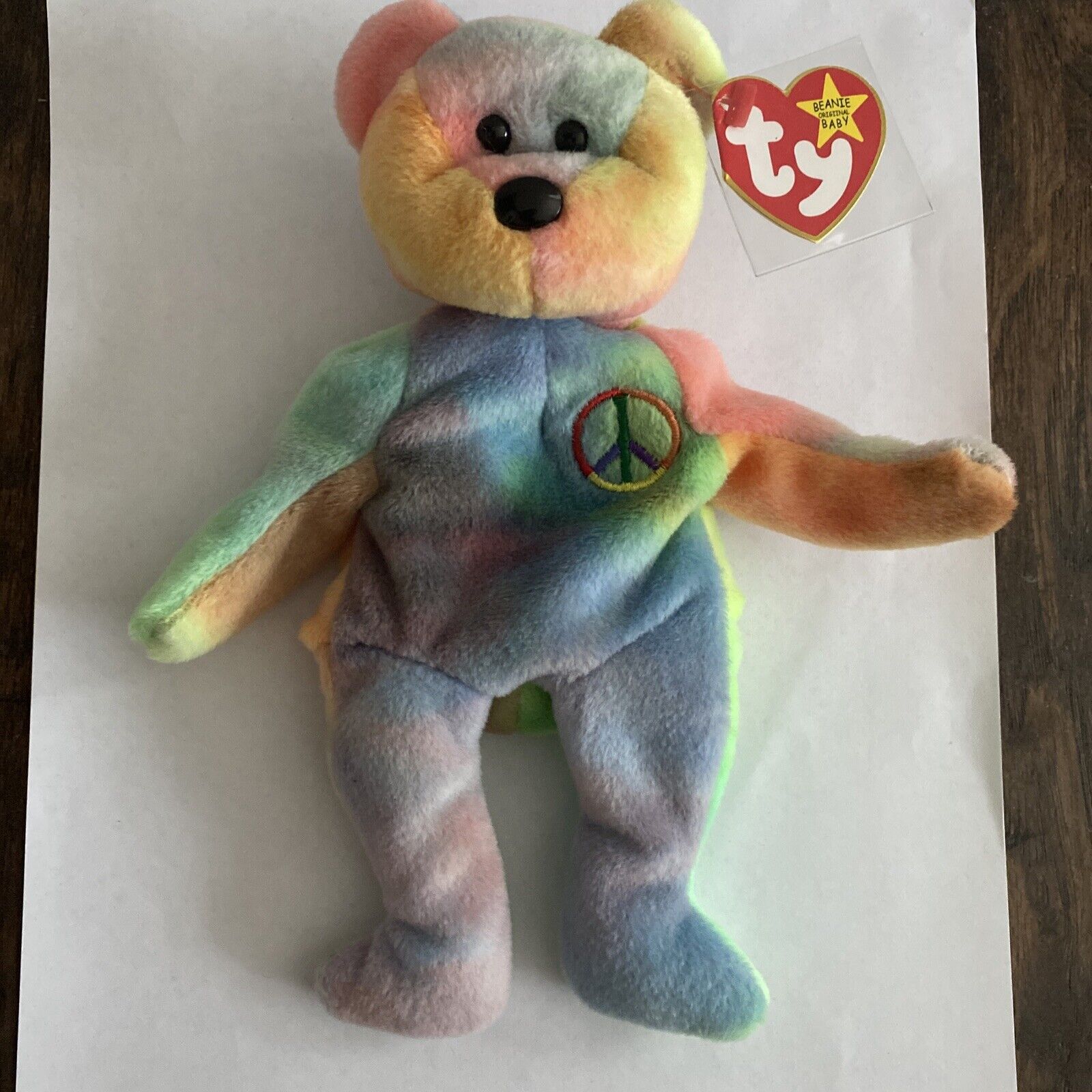 Ty Beanie Baby: Peace Bear 1996 - Retired Multicolor Errors 8421040537 ...