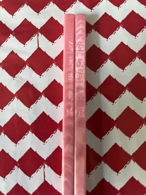 CHINESE PINK  PEARLESCENT CHOPSTICKS W/FREE HANDMADE SILK HOLDER