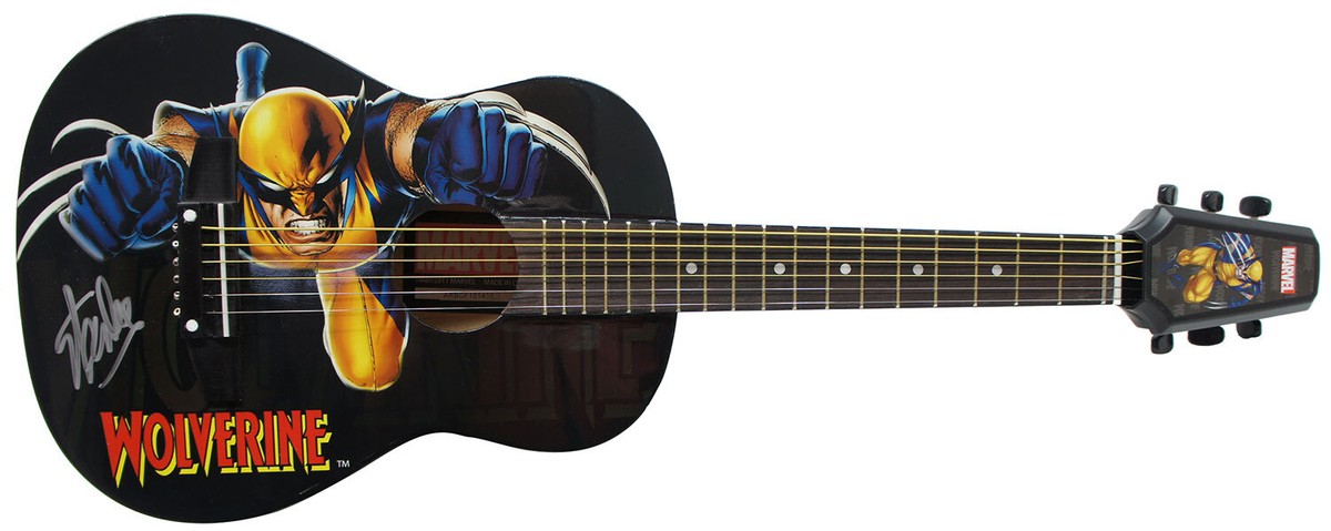 Stan Lee Signed Peavey Marvel Wolverine 1/2 Acoustic Guitar