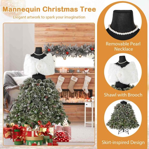 150CM Pre-lit Mannequin Christmas Tree Dress Form Xmas Decor w/ 465 Branch Tips - Picture 7 of 9