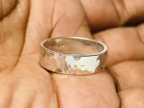Hammered Ring, Band Ring, 925 Sterling Silver Ring, Handmade Ring, Silver Band - Bild 1 von 6