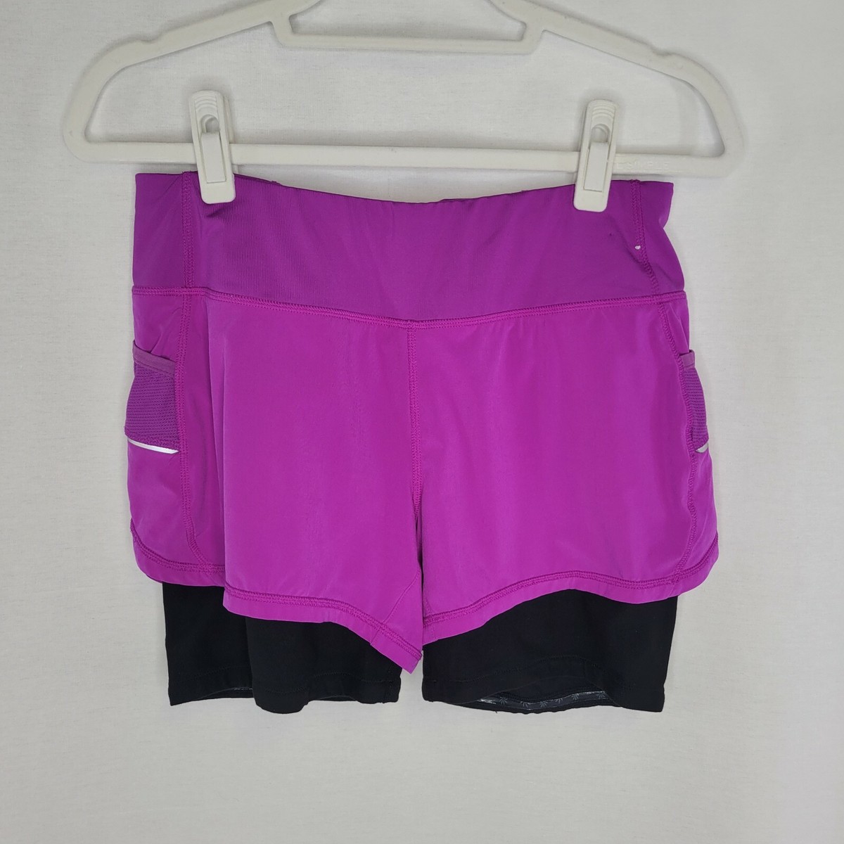 Athleta Women's Small Shorts Double Layer Black Purple Athletic
