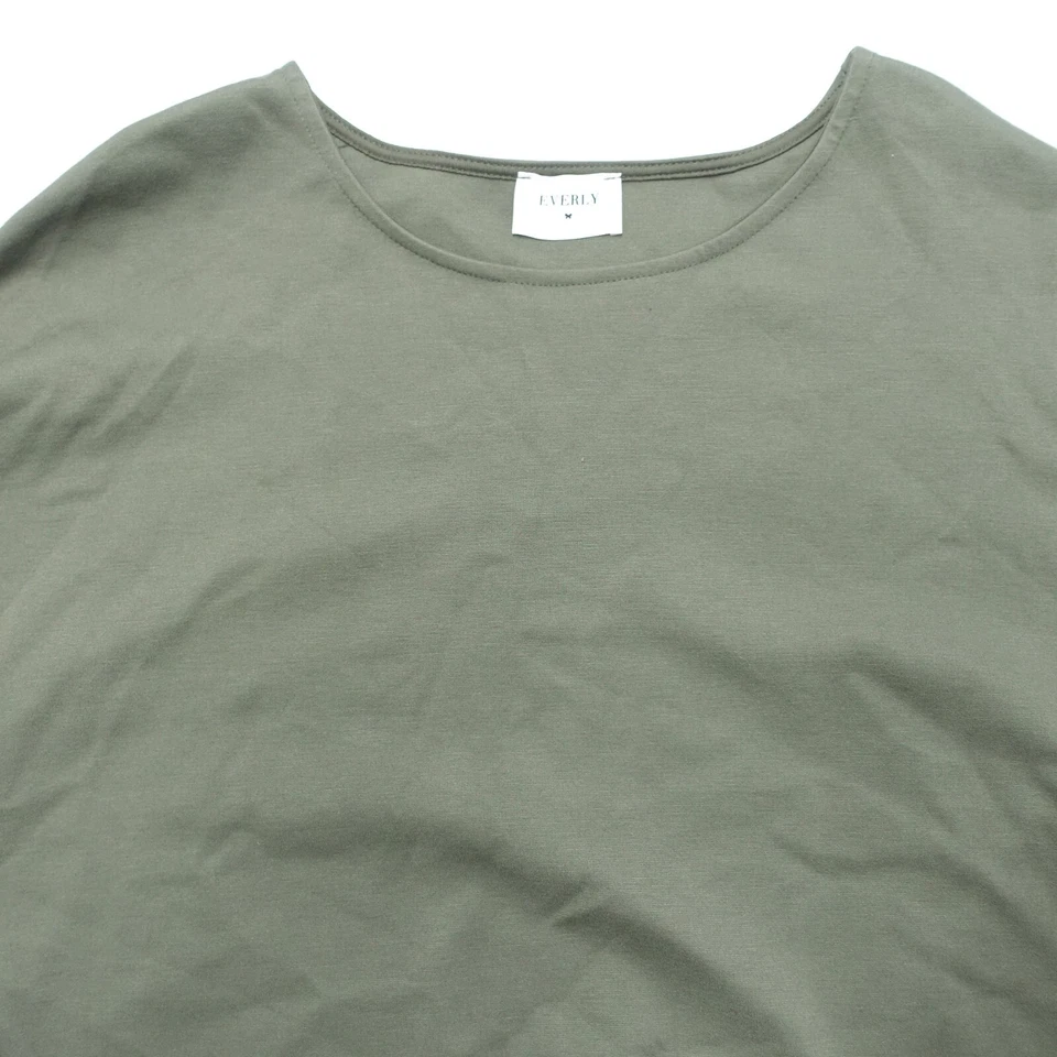 Camiseta Everly Para Mujer Grande Verde Rayón Recortada Jersey Manga Corta Elastizada Foto 2 de 4