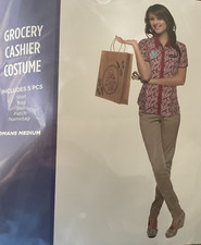 Brand New 5 Piece Grocery Cashier Costume Women's Size Medium
